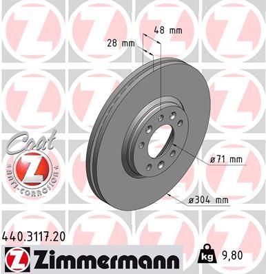 Диск тормозной ZIMMERMANN 440311720