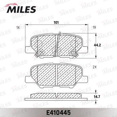 Колодки тормозные задние Miles E410445