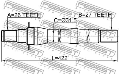 Полуось правая FEBEST 1212IX35AT4WD
