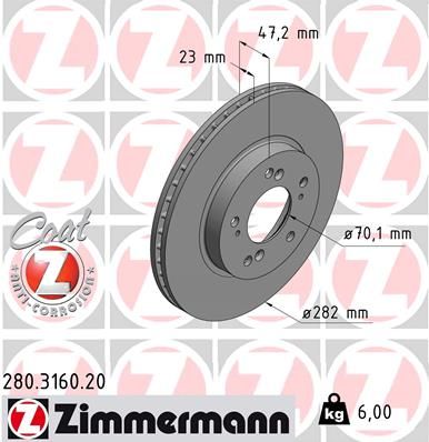 Диск тормозной ZIMMERMANN 280316020