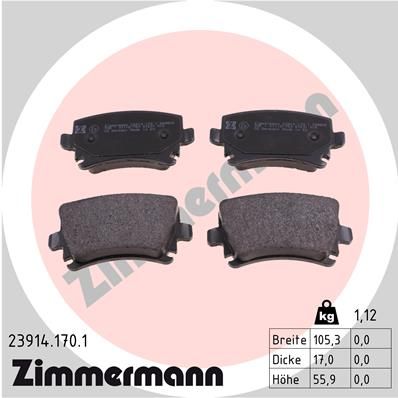 Колодки тормозные дисковые ZIMMERMANN 239141701