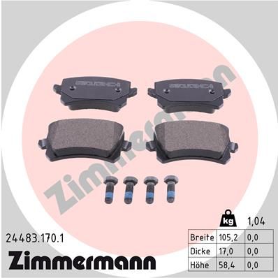 Колодки тормозные дисковые ZIMMERMANN 244831701
