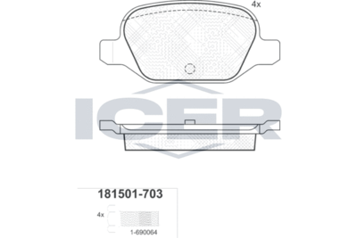 Колодки тормозные дисковые ICER 181501703