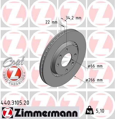 Диск тормозной ZIMMERMANN 440310520
