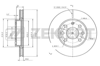 Диск тормозной передний Zekkert BS5354