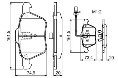 Комплект колодок для дискового тормоза BOSCH 0986424777