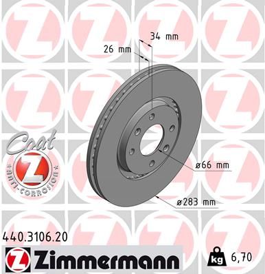 Диск тормозной ZIMMERMANN 440310620