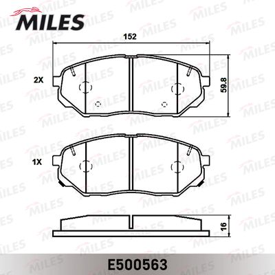 Колодки тормозные передние Miles E500563
