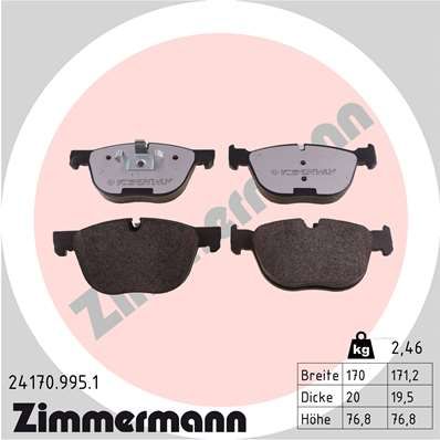Колодки тормозные дисковые комплект ZIMMERMANN 241709951