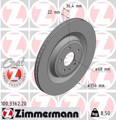 Диск тормозной задний ZIMMERMANN 100336220