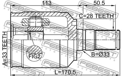 ШРУС внутренний левый FEBEST 2211XM12LH