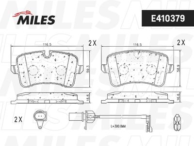 Колодки тормозные задние с датчиком Miles E410379