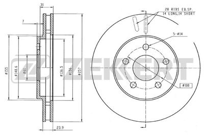 Диск тормозной передний Zekkert BS5220