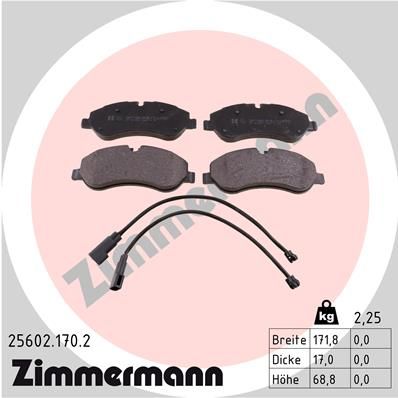 Колодки тормозные дисковые передние ZIMMERMANN 256021702