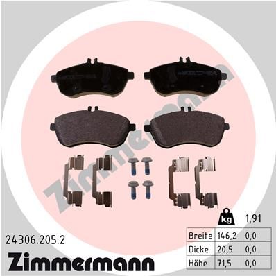 Колодки тормозные дисковые ZIMMERMANN 243062052