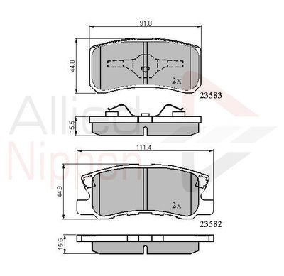 Колодки тормозные дисковые задние ALLIED NIPPON ADB0905