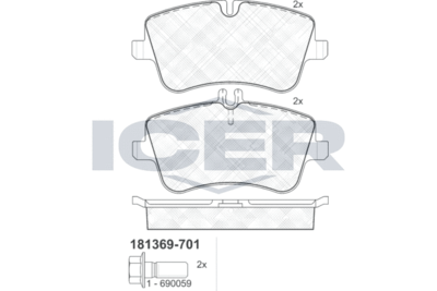 Колодки тормозные дисковые ICER 181369701