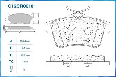 Колодки тормозные задние CWORKS C12CR0018