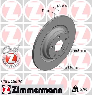 Диск тормозной задний ZIMMERMANN 370440620