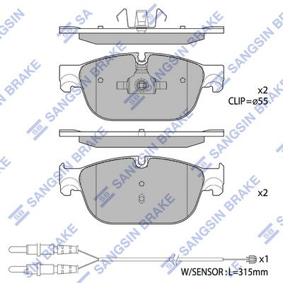 Колодки тормозные передние с датчиком SANGSIN SP1828