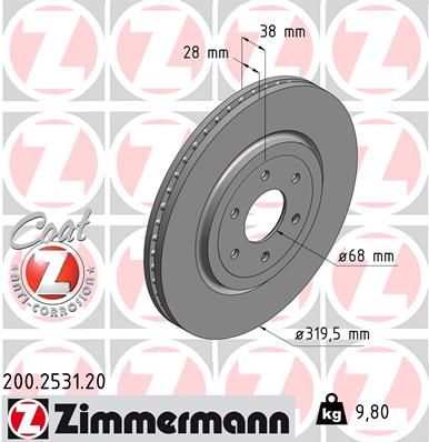 Диск тормозной ZIMMERMANN 200253120