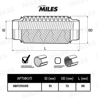 Гофра глушителя EUROEX 50X100ILWM