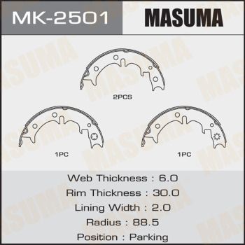 Колодки стояночного тормоза Masuma MK2501