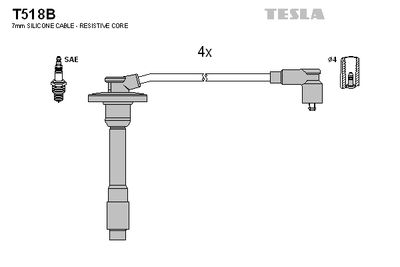 Комплект проводов высоковольтных TESLA T518B