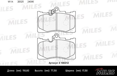 Колодки тормозные передние Miles E100312