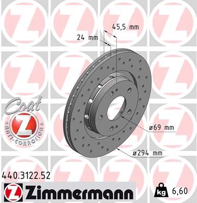 Диск тормозной передний ZIMMERMANN 440312252
