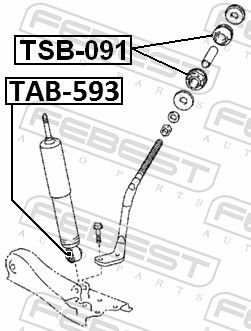 Сайлентблок переднего амортизатора FEBEST TAB593