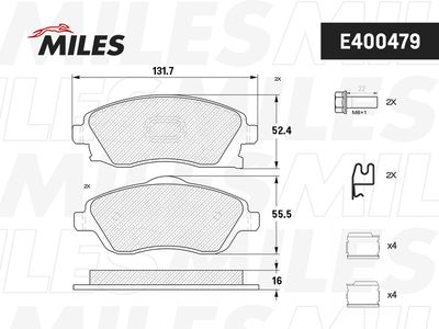 Колодки тормозные передние Miles E400479