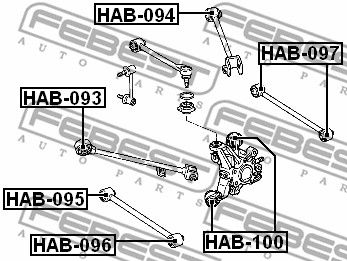 Сайлентблок задней продольной тяги FEBEST HAB093