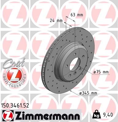 Диск тормозной ZIMMERMANN 150346152