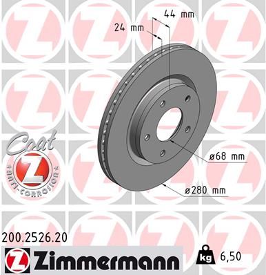Диск тормозной ZIMMERMANN 200252620