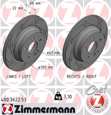 Диск тормозной ZIMMERMANN 400362253