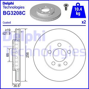 Диск тормозной передний DELPHI BG3208C