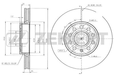Диск тормозной передний Zekkert BS5083