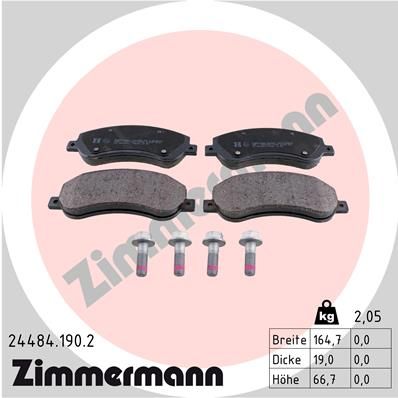 Колодки тормозные дисковые передние ZIMMERMANN 244841902