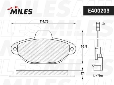 Колодки тормозные передние Miles E400203