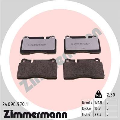 Колодки тормозные дисковые комплект ZIMMERMANN 240989701