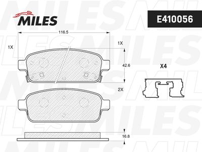 Колодки тормозные задние Miles E410056