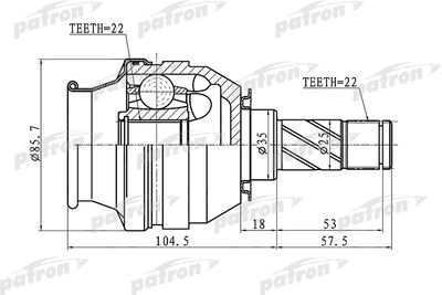 ШРУС внутренний PATRON PCV1058