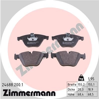 Колодки тормозные дисковые ZIMMERMANN 246882001