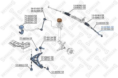 Наконечник рулевой тяги левый STELLOX 5101365SX