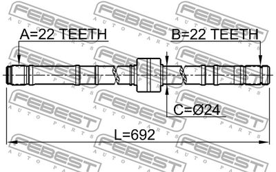 Полуось правая FEBEST 0212P10RH