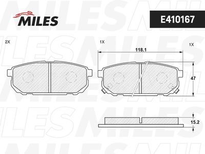 Колодки тормозные задние Miles E410167