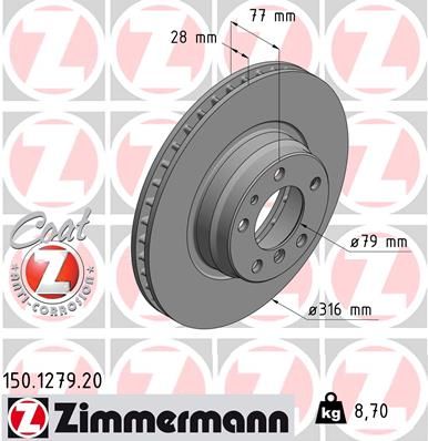 Диск тормозной ZIMMERMANN 150127920