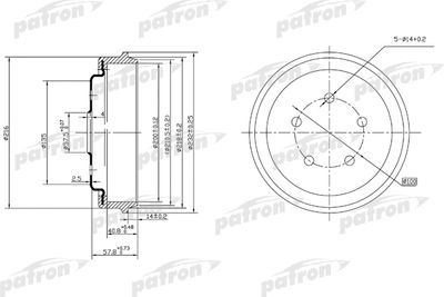 Барабан тормозной задний PATRON PDR1001