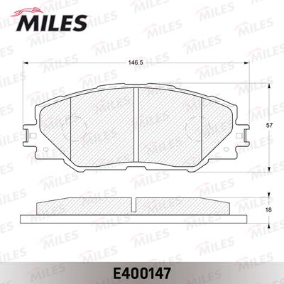 Колодки тормозные без датчика передние Miles E400147